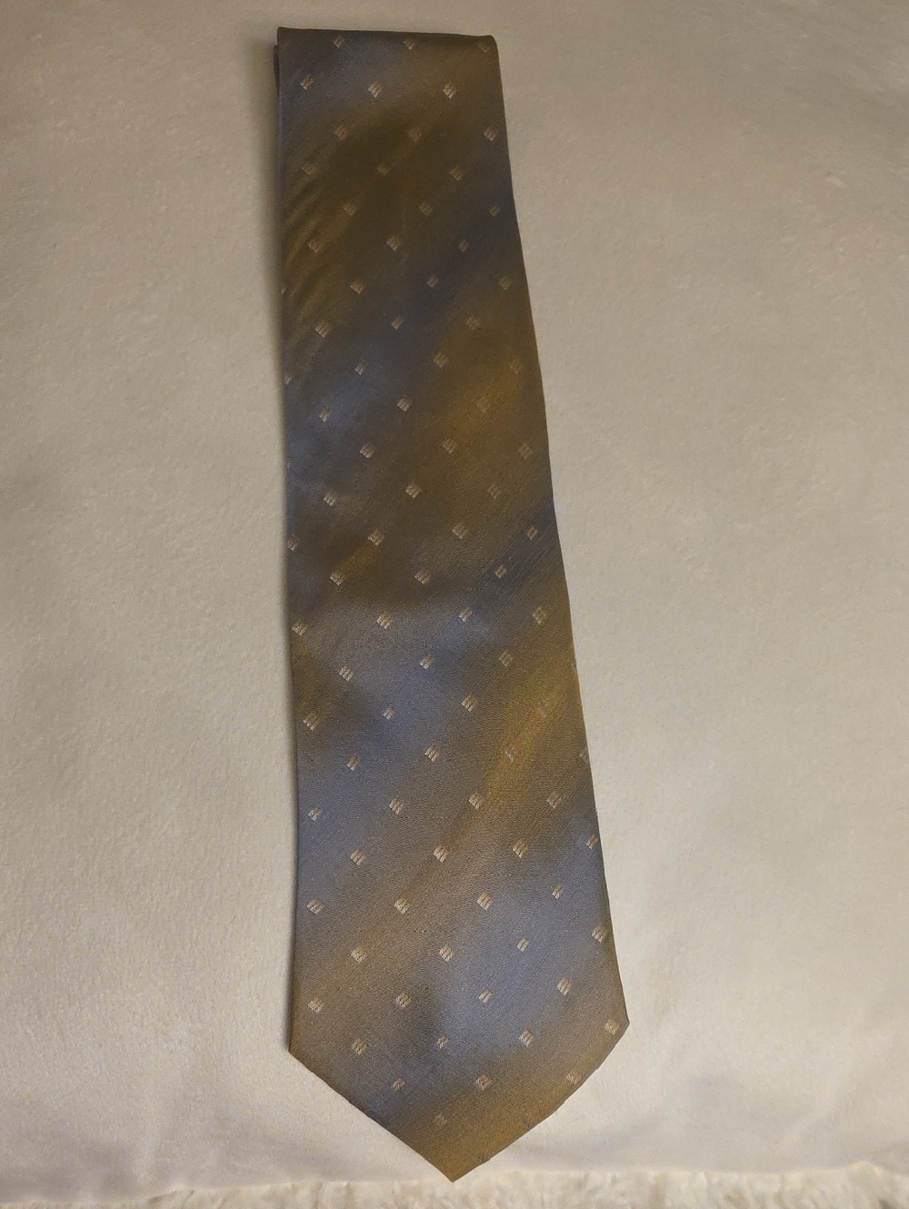 Siena Silk Hand Made Men's Brown-Gold and Blue Patterned Tie 4 Inches Wide